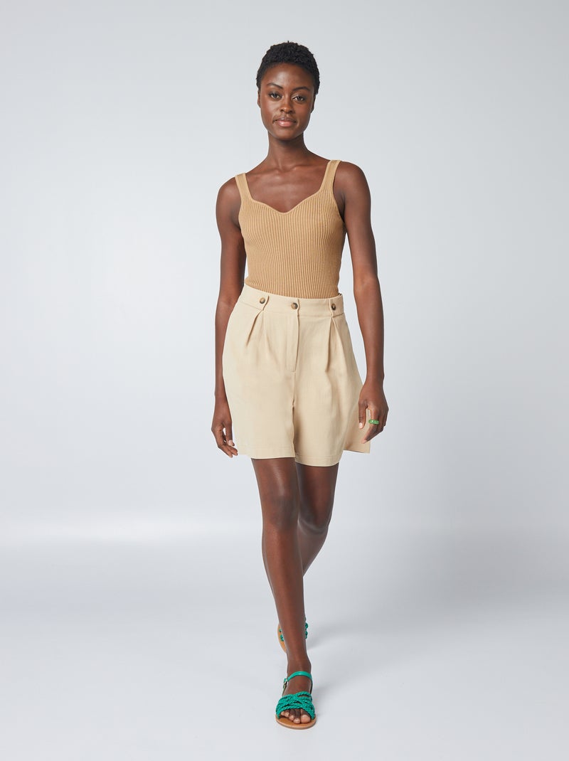 Short sastre de lino BEIGE - Kiabi