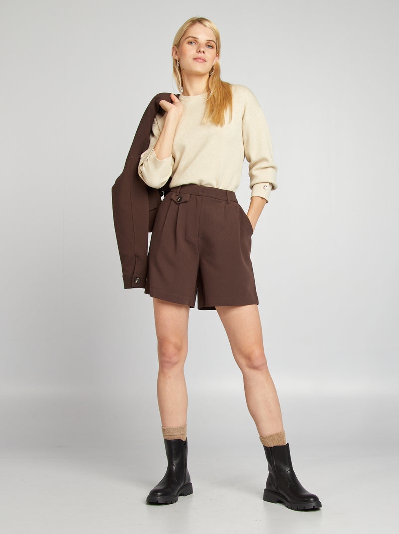 Short sastre de talle alto MARRON - Kiabi