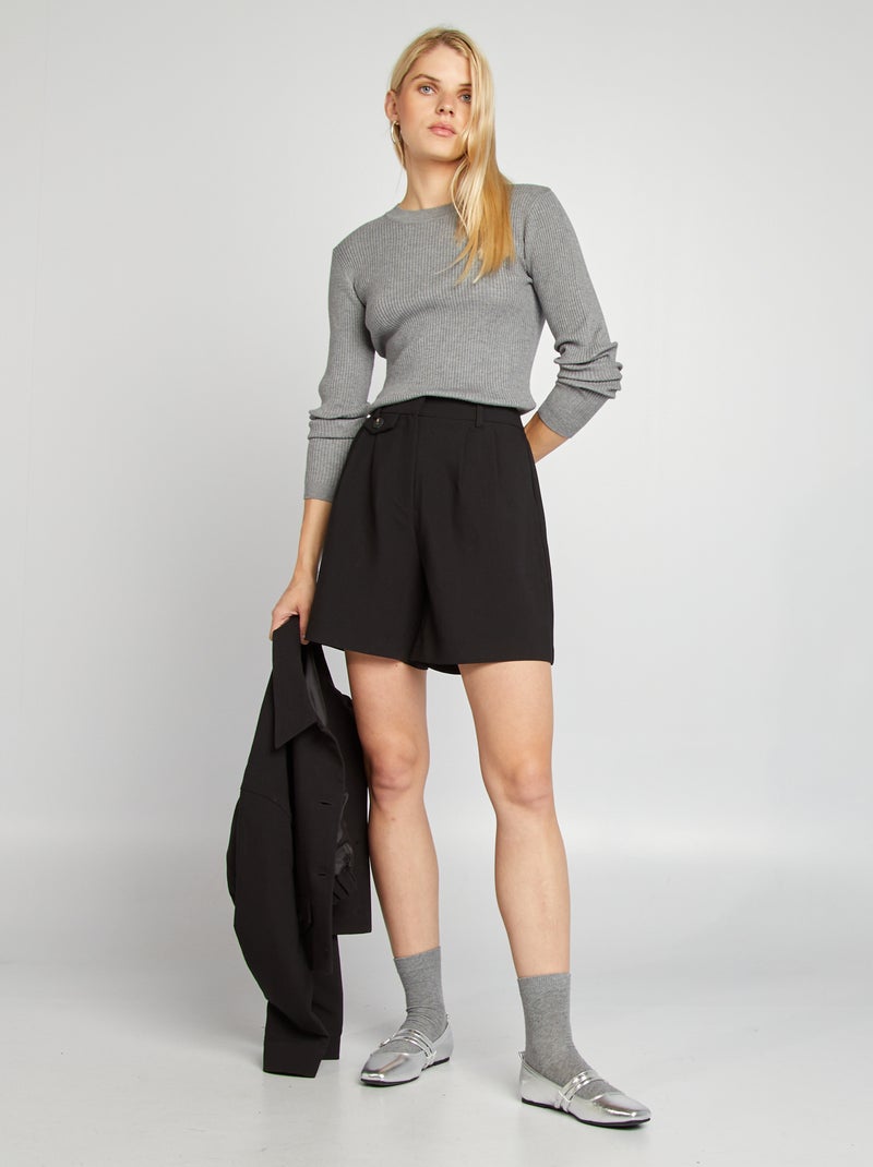 Short sastre de talle alto negro - Kiabi