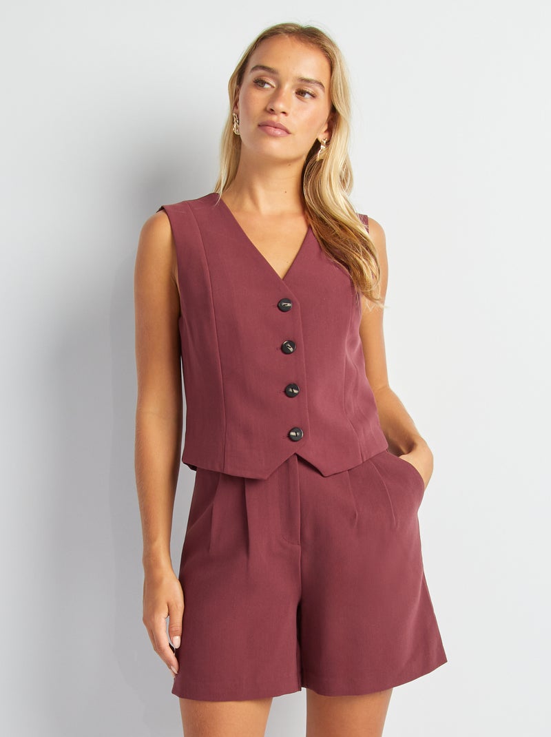 Short sastre de talle alto ROJO - Kiabi