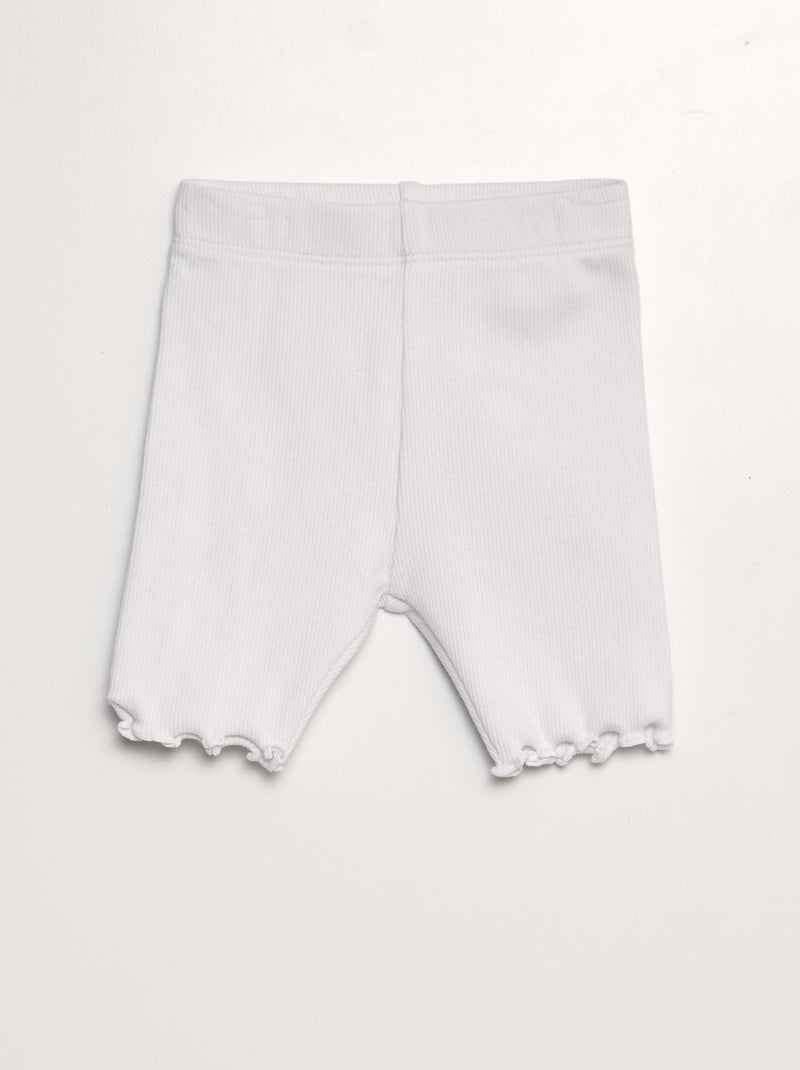 Short tipo ciclista de canalé blanco - Kiabi