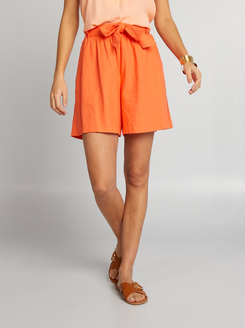 Short vaporoso con cinturón NARANJA - Kiabi
