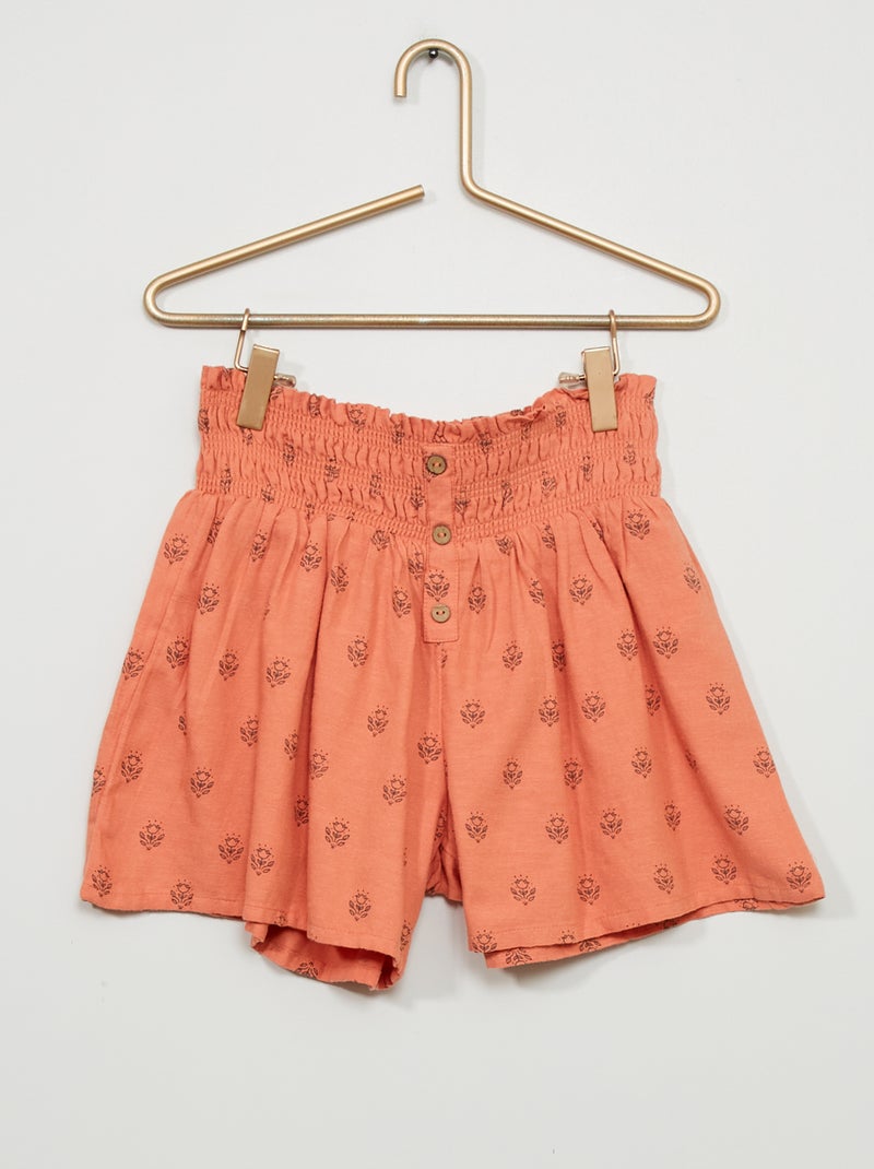 Short vaporoso de lino estampado ROJO - Kiabi