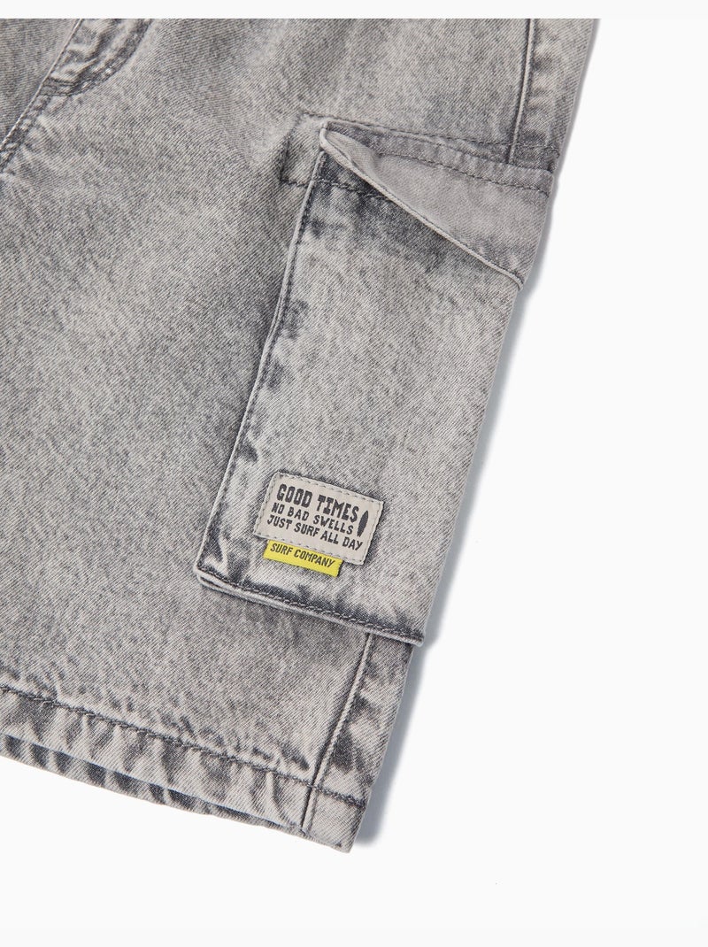 Short vaquero cargo, MO Fashion Gris - Kiabi