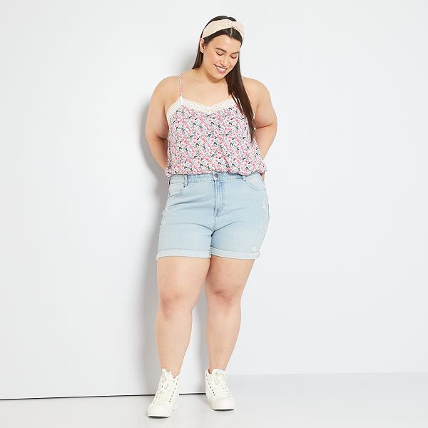 Short vaquero con 5 bolsillos tallas grandes mujer - AZUL - Kiabi - 18,00€