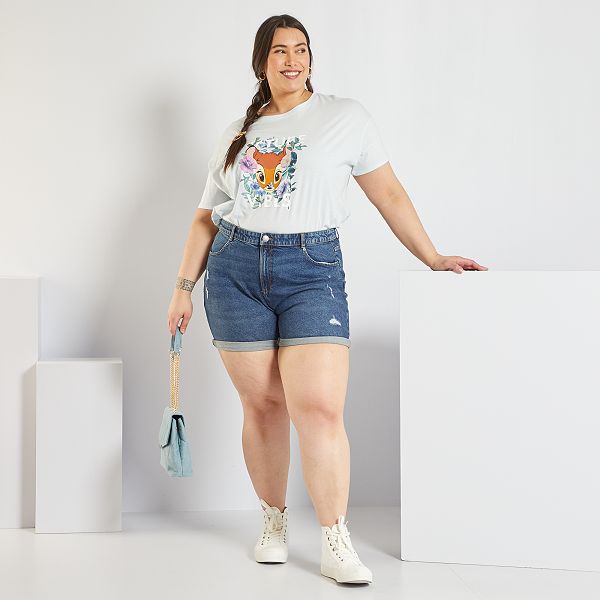 Short vaquero con 5 bolsillos tallas grandes mujer - AZUL - Kiabi - 18,00€