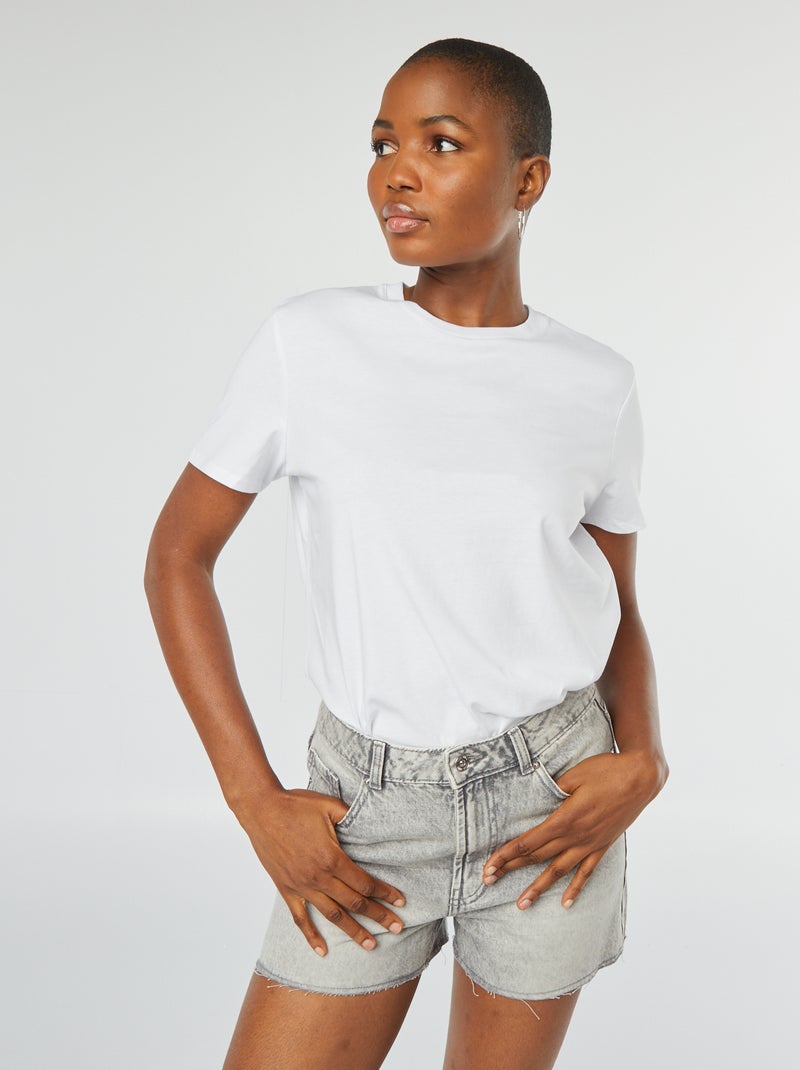 Short vaquero con acabados sin rematar GRIS - Kiabi