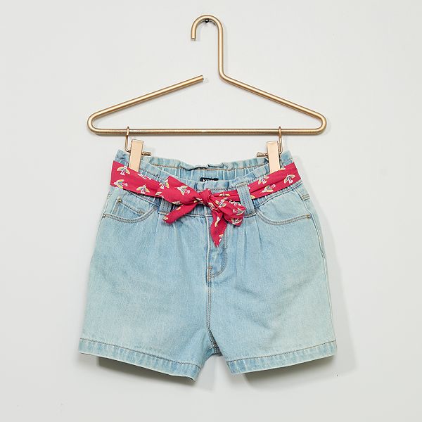 Short vaquero con cinturón Niña 3-12 años - AZUL - Kiabi - 8,00€