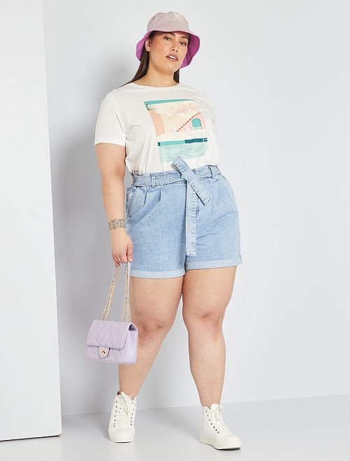 Short vaquero con cinturón - AZUL - Kiabi - 20.00€