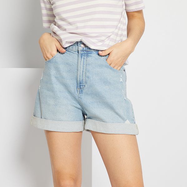 Short vaquero con efecto desgastado Mujer talla 34 a 48 - Kiabi - 15,00€