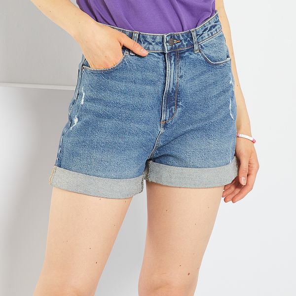 Short vaquero con efecto desgastado Mujer talla 34 a 48 - AZUL - Kiabi -  15,00€