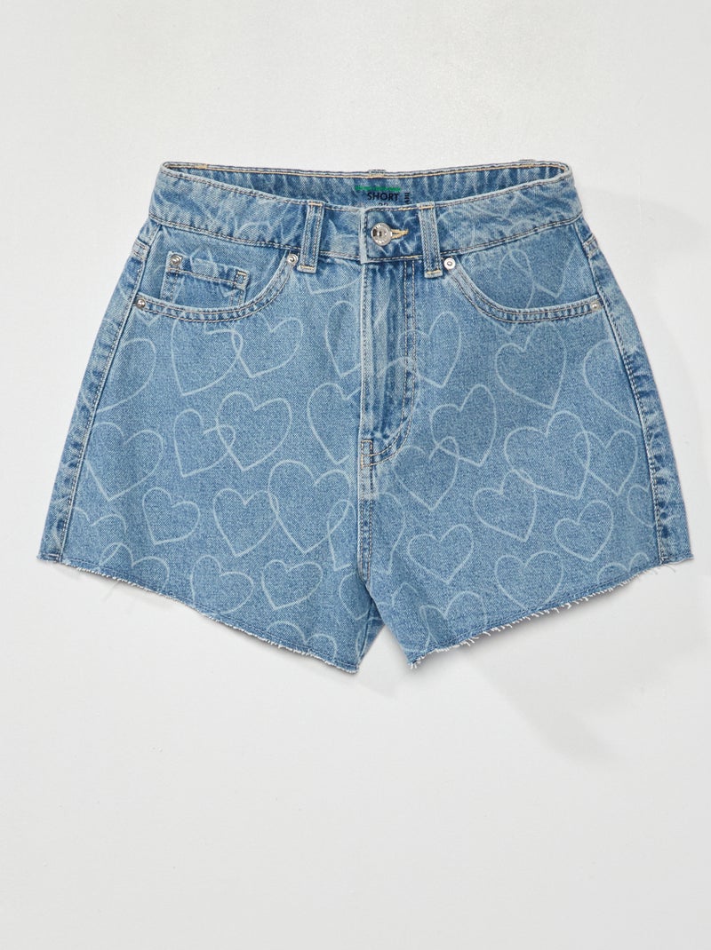 Short vaquero con motivos Azul - Kiabi