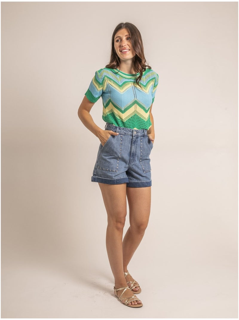 Short vaquero con tachuelas XIMOLI Azul - Kiabi