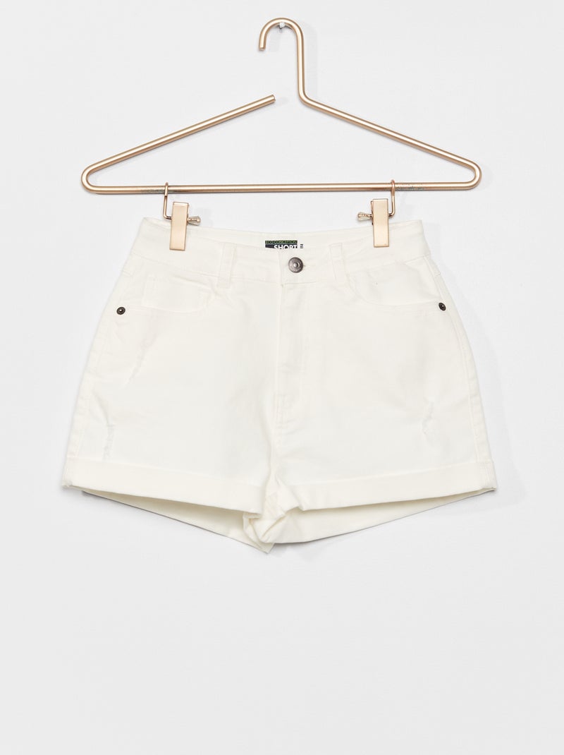 Short vaquero con zonas desgastadas Blanco - Kiabi
