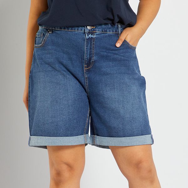 Short vaquero de efecto destroy tallas grandes mujer - AZUL - Kiabi - 18,00€