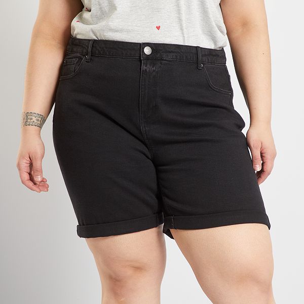 Short vaquero de efecto destroy tallas grandes mujer - NEGRO - Kiabi -  18,00€