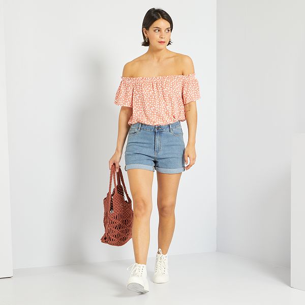 Short vaquero de talle alto Mujer talla 34 a 48 - AZUL - Kiabi - 9,00€