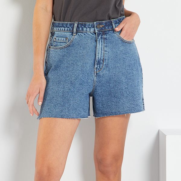 Short vaquero de talle alto Mujer talla 34 a 48 - AZUL - Kiabi - 12,00€