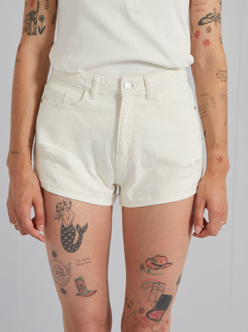 Short vaquero de talle alto BLANCO - Kiabi