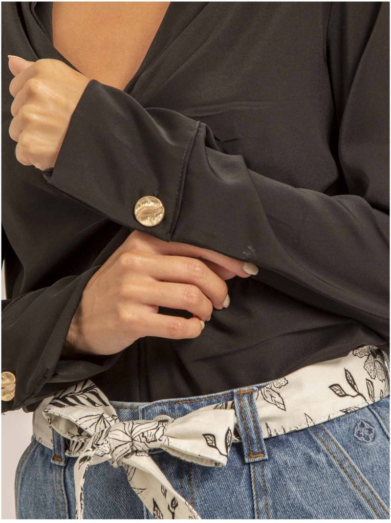 Short vaquero de talle alto con cinturón XINES Azul - Kiabi
