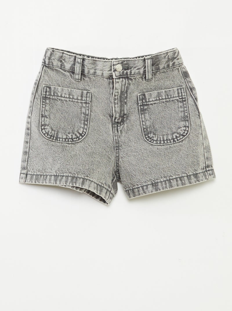 Short vaquero de talle alto Gris - Kiabi