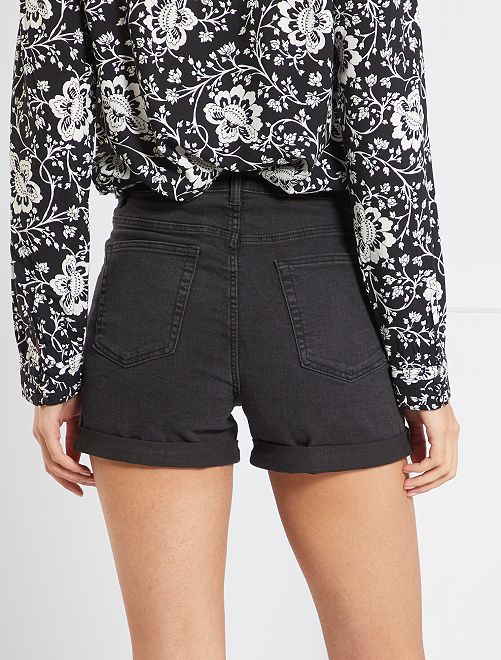 Short vaquero de talle alto - NEGRO - Kiabi - 9.00€