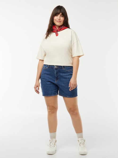 Short vaquero de tiro alto con 5 bolsillos - Kiabi