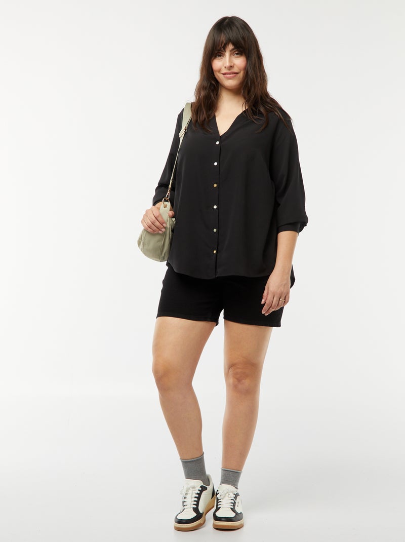 Short vaquero de tiro alto con 5 bolsillos NEGRO - Kiabi