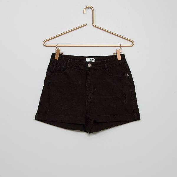 Short vaquero eco-concepción Niña 10-18 años - NEGRO - Kiabi - 10,00€