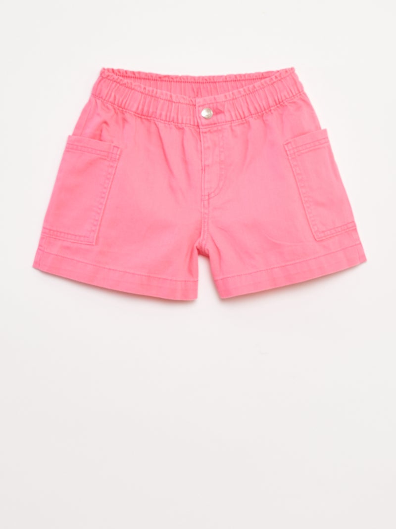 Short vaquero liso con bolsillos Rosa - Kiabi