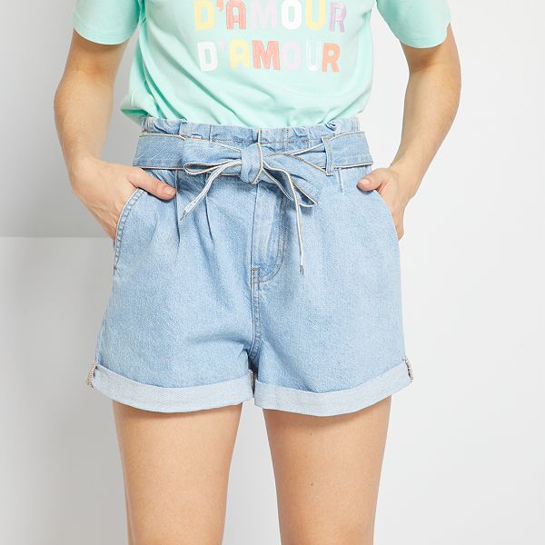 Short vaquero paper bag Mujer talla 34 a 48 - AZUL - Kiabi - 18,00€