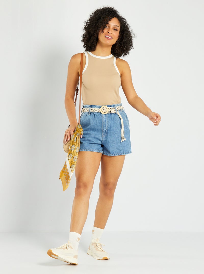 Short vaquero paperbag - L30 AZUL - Kiabi