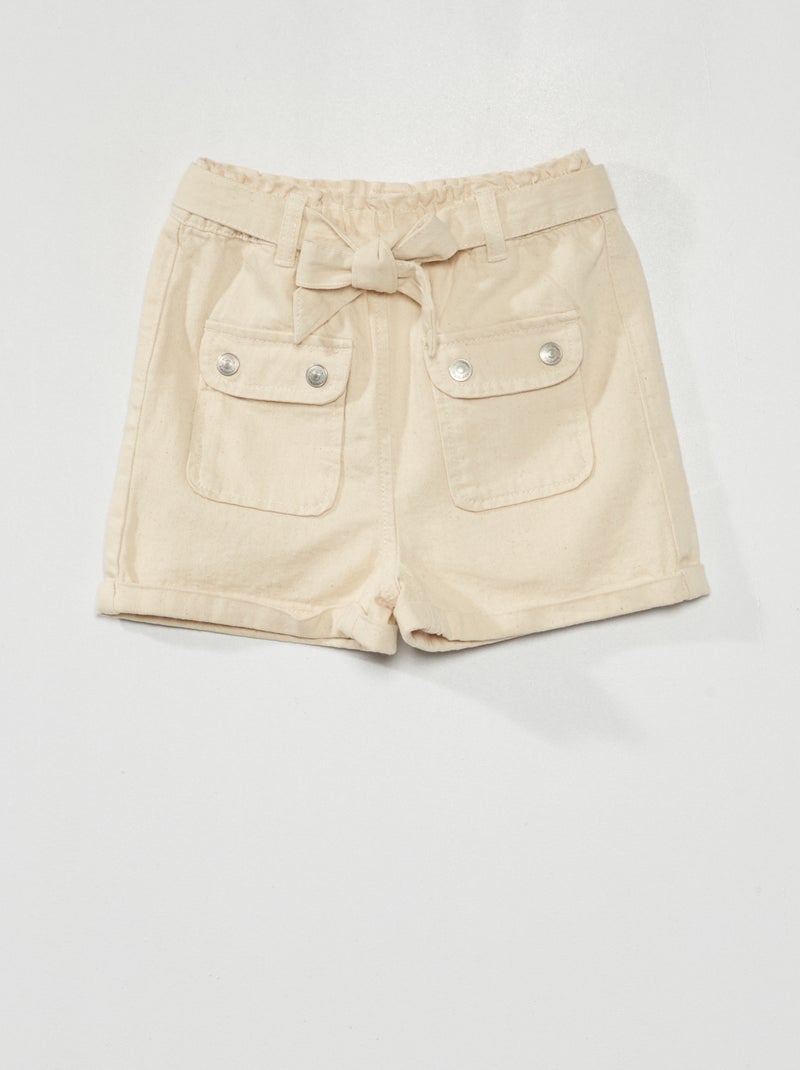 Short vaquero paperbag + cinta anudable en la cintura BEIGE - Kiabi