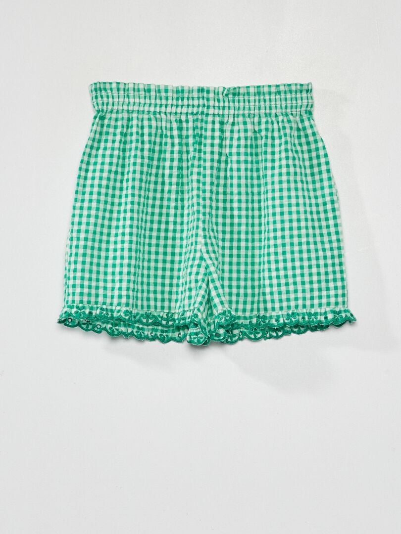 Short vichy y bordes ondulados VERDE - Kiabi