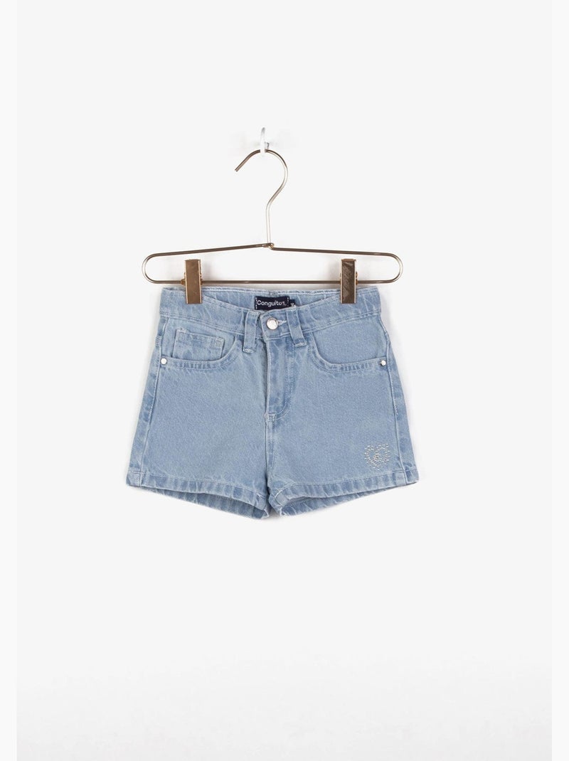 Shorts básicos de mezclilla para niña Azul - Kiabi