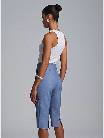 Shorts capri rectos de tiro alto con abertura