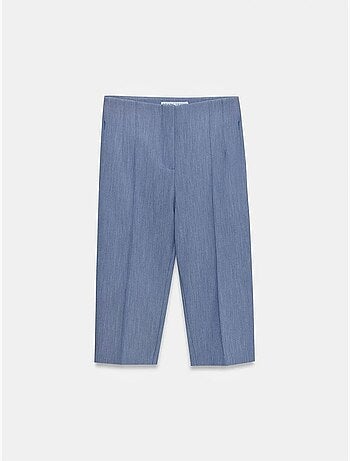 Shorts capri rectos de tiro alto con abertura