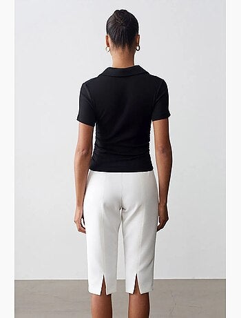 Shorts capri rectos de tiro alto con abertura