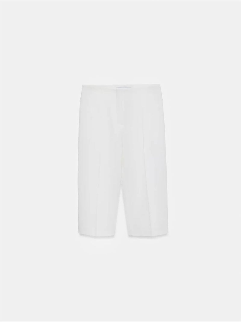 Shorts capri rectos de tiro alto con abertura Blanco - Kiabi