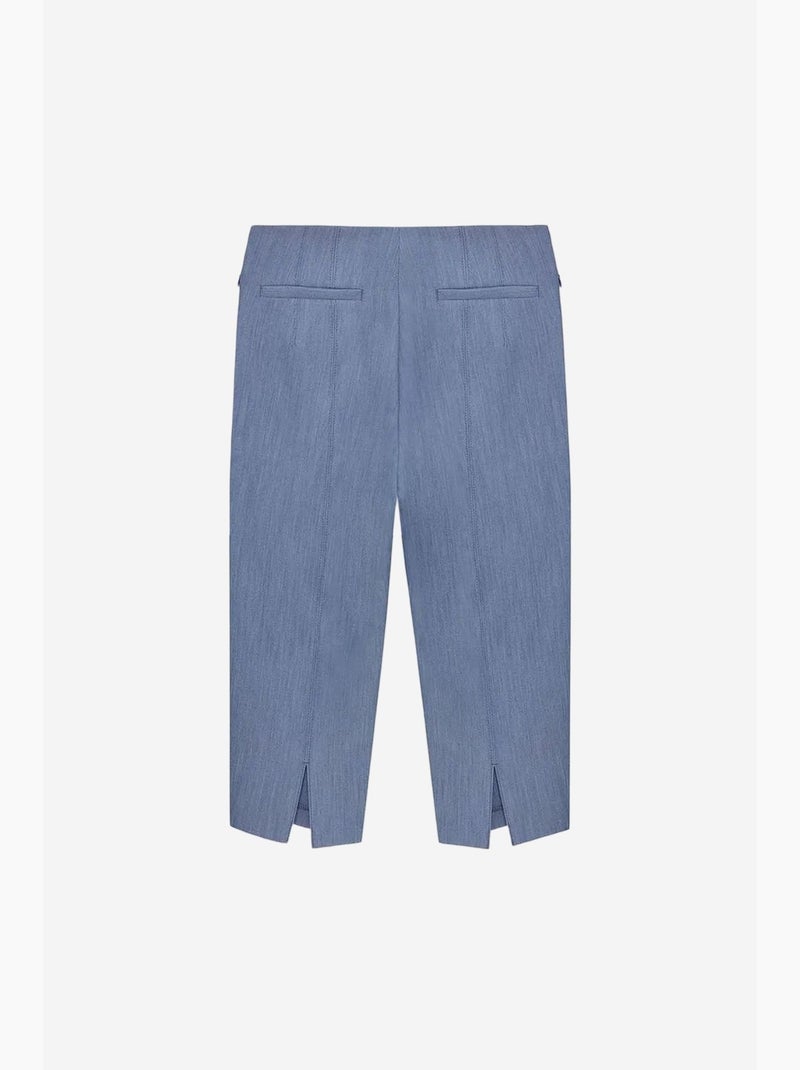 Shorts capri rectos de tiro alto con abertura dilvin Azul zafiro - Kiabi
