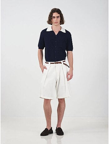 Shorts chinos de algodón de cintura alta y pernera ancha giesto