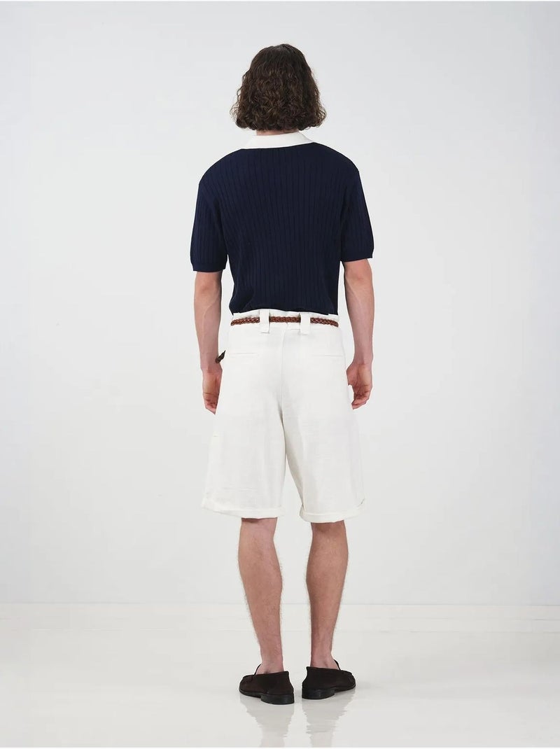 Shorts chinos de algodón de cintura alta y pernera ancha giesto Blanco - Kiabi