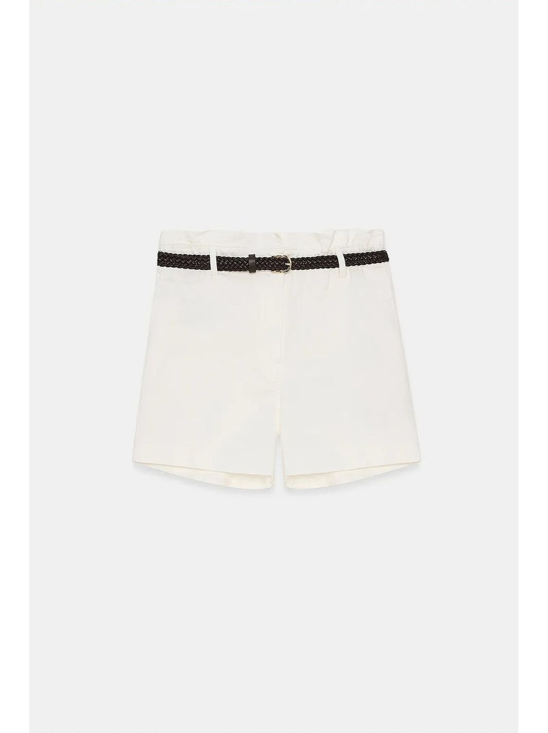 Shorts chinos de cintura alta con cinturón dilvin Blanco - Kiabi
