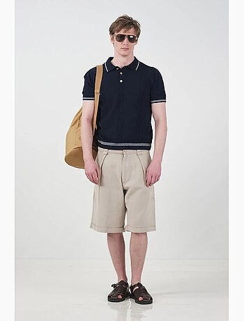 Shorts chinos de pierna ancha de tiro medio con bolsillos giesto