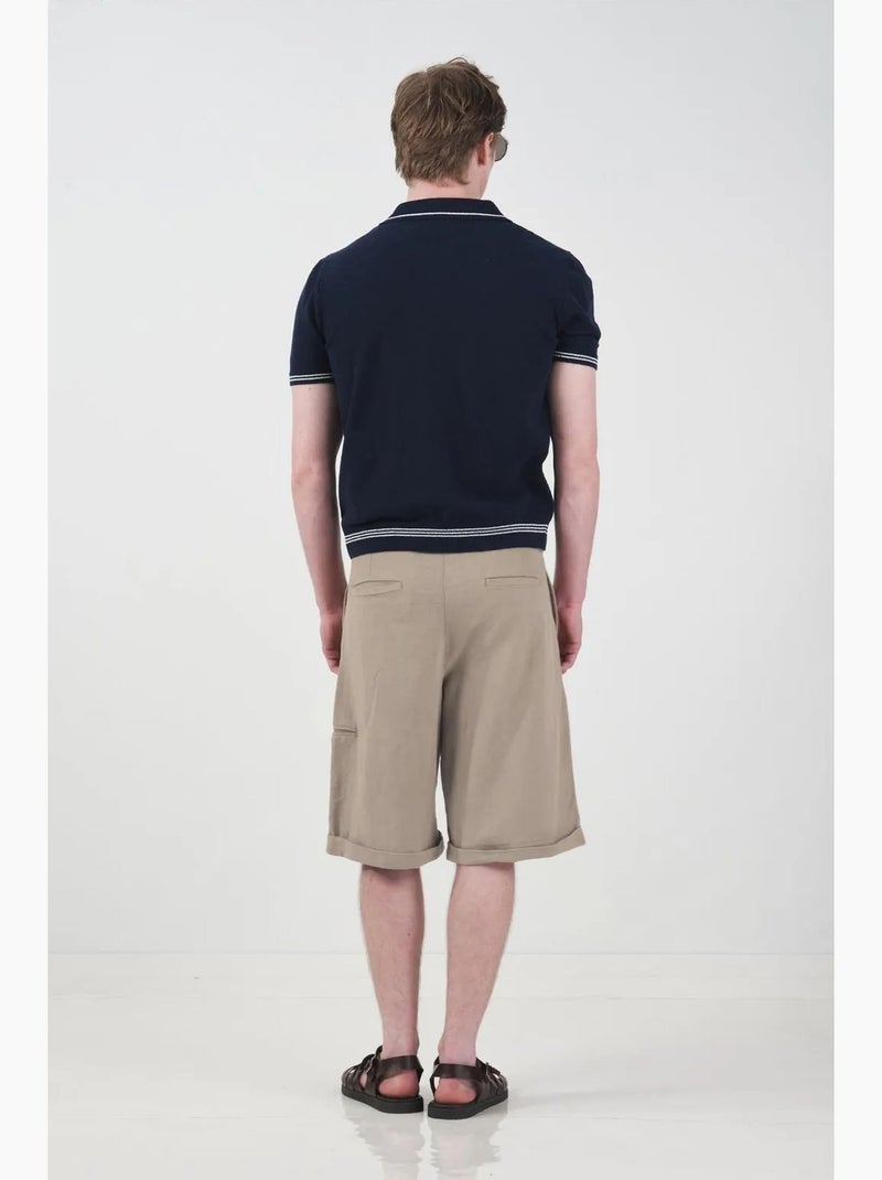 Shorts chinos de pierna ancha de tiro medio con bolsillos giesto Beige arcilla - Kiabi