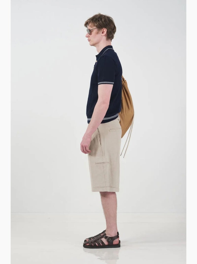 Shorts chinos de pierna ancha de tiro medio con bolsillos giesto Beige arcilla - Kiabi