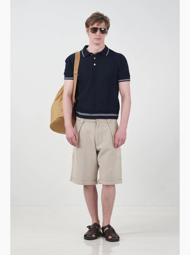 Shorts chinos de pierna ancha de tiro medio con bolsillos giesto Beige arcilla - Kiabi