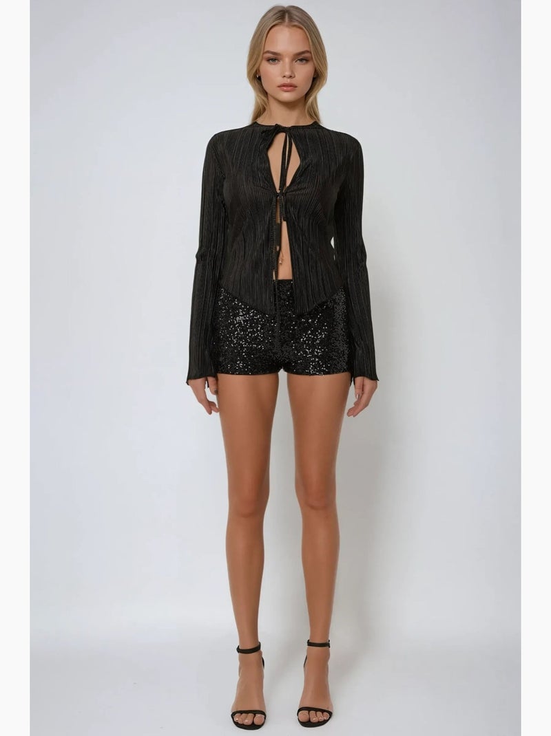 Shorts con lentejuelas texturizadas hiccup Negro - Kiabi