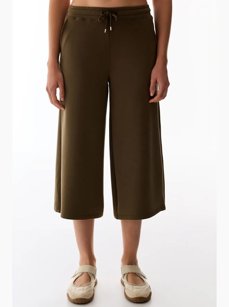 Shorts culotte de punto jersey oversize de tiro medio penti Caqui - Kiabi