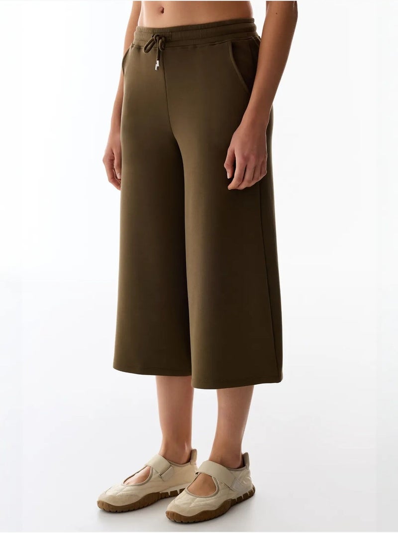 Shorts culotte de punto jersey oversize de tiro medio penti Caqui - Kiabi